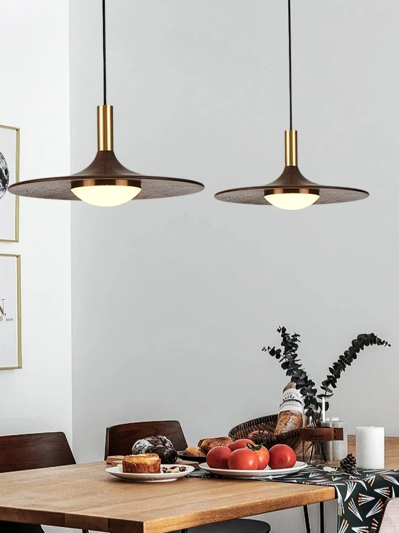Walnut Wood Dish Pendant Light - Image 23