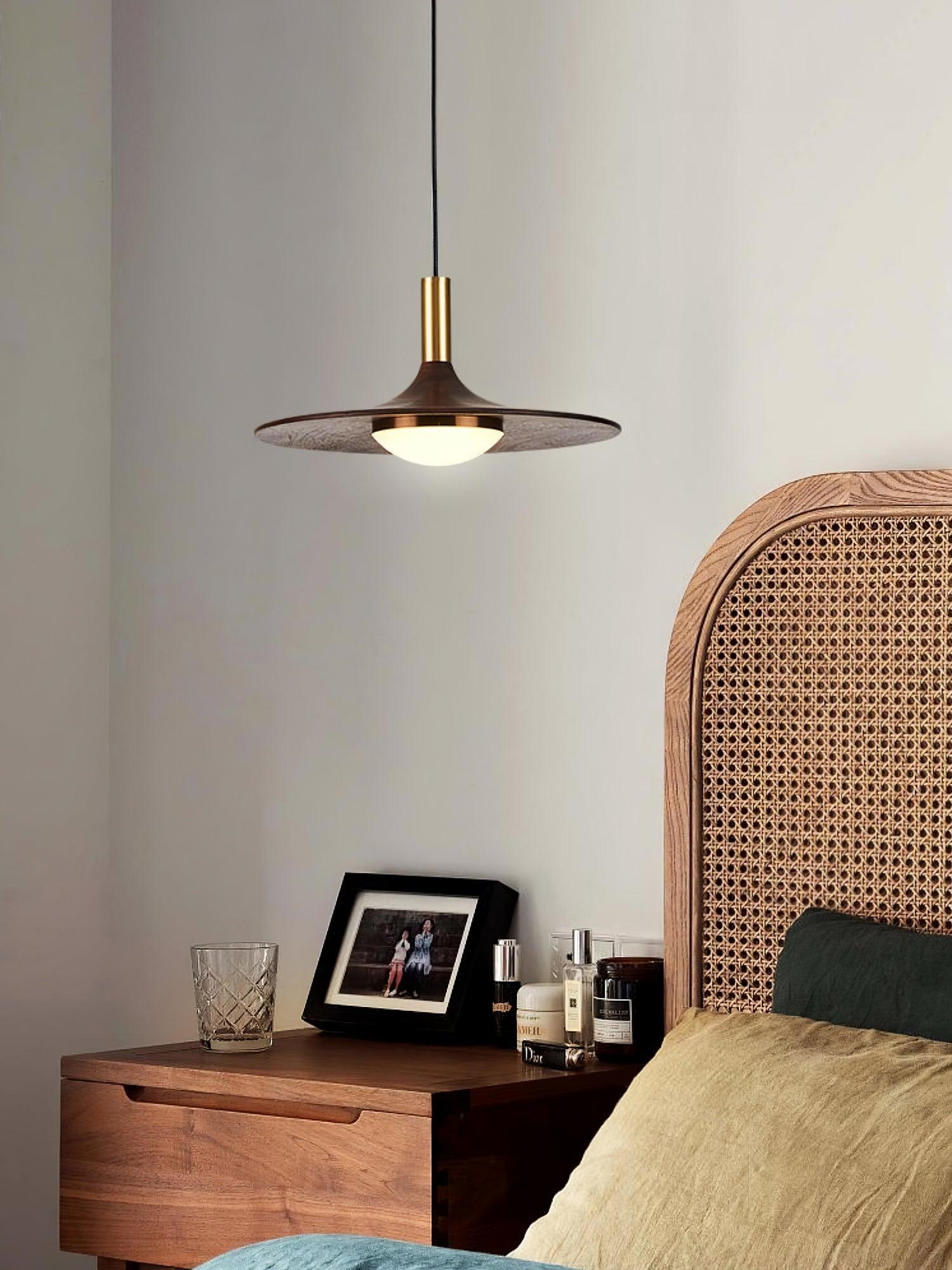 Walnut Wood Dish Pendant Light - Image 25