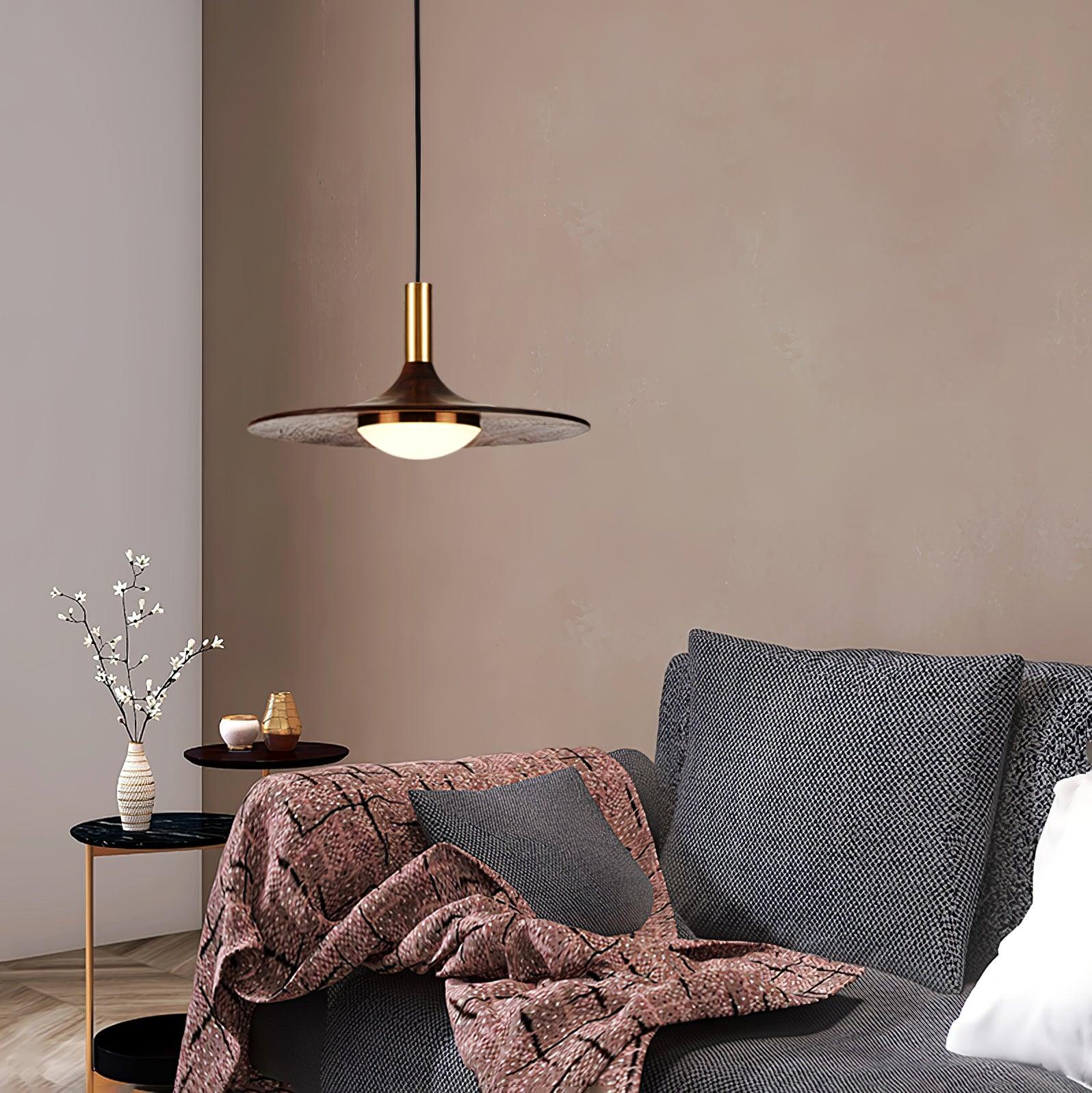 Walnut Wood Dish Pendant Light - Image 27