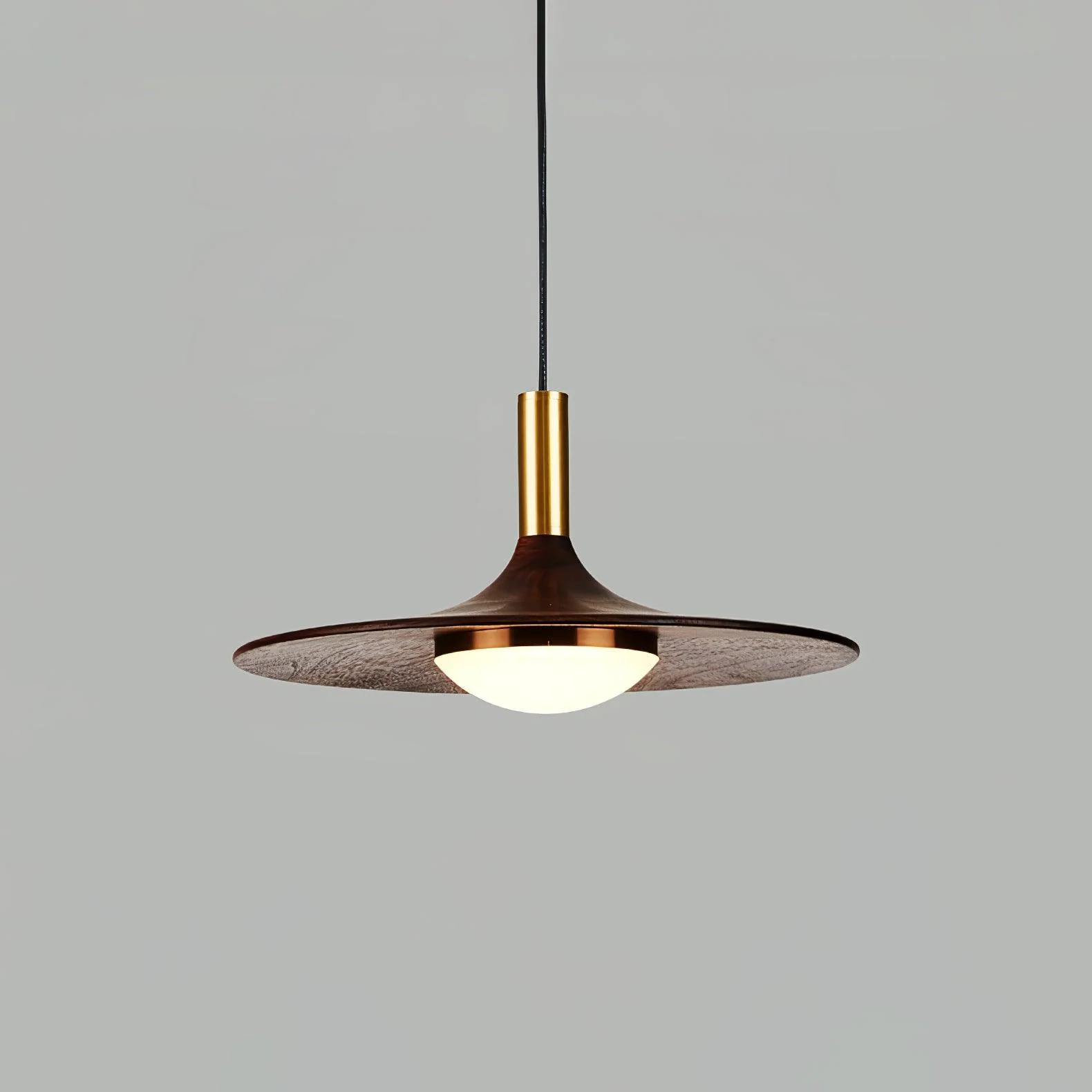 Walnut Wood Dish Pendant Light - Image 28
