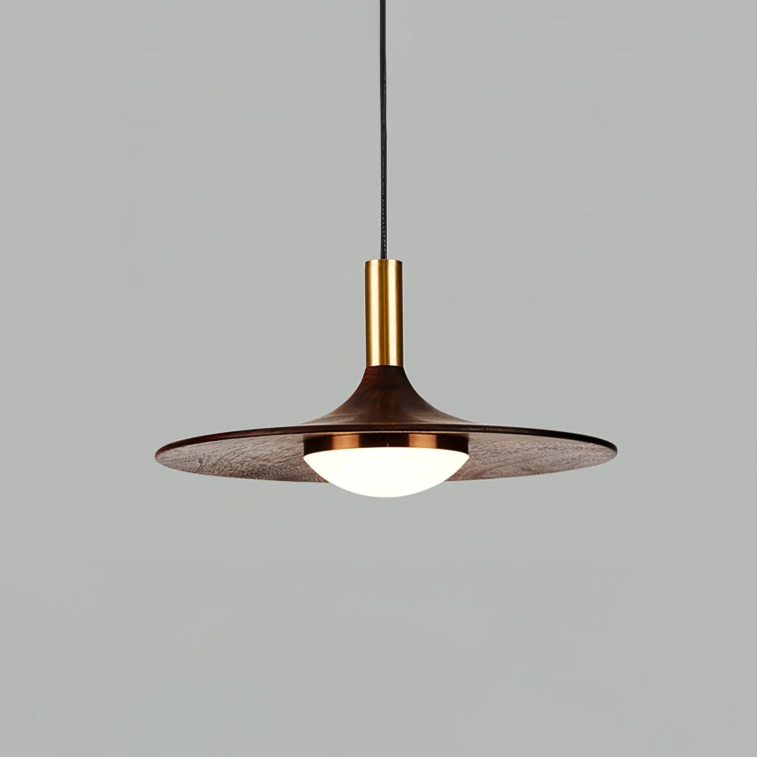 Walnut Wood Dish Pendant Light - Image 29