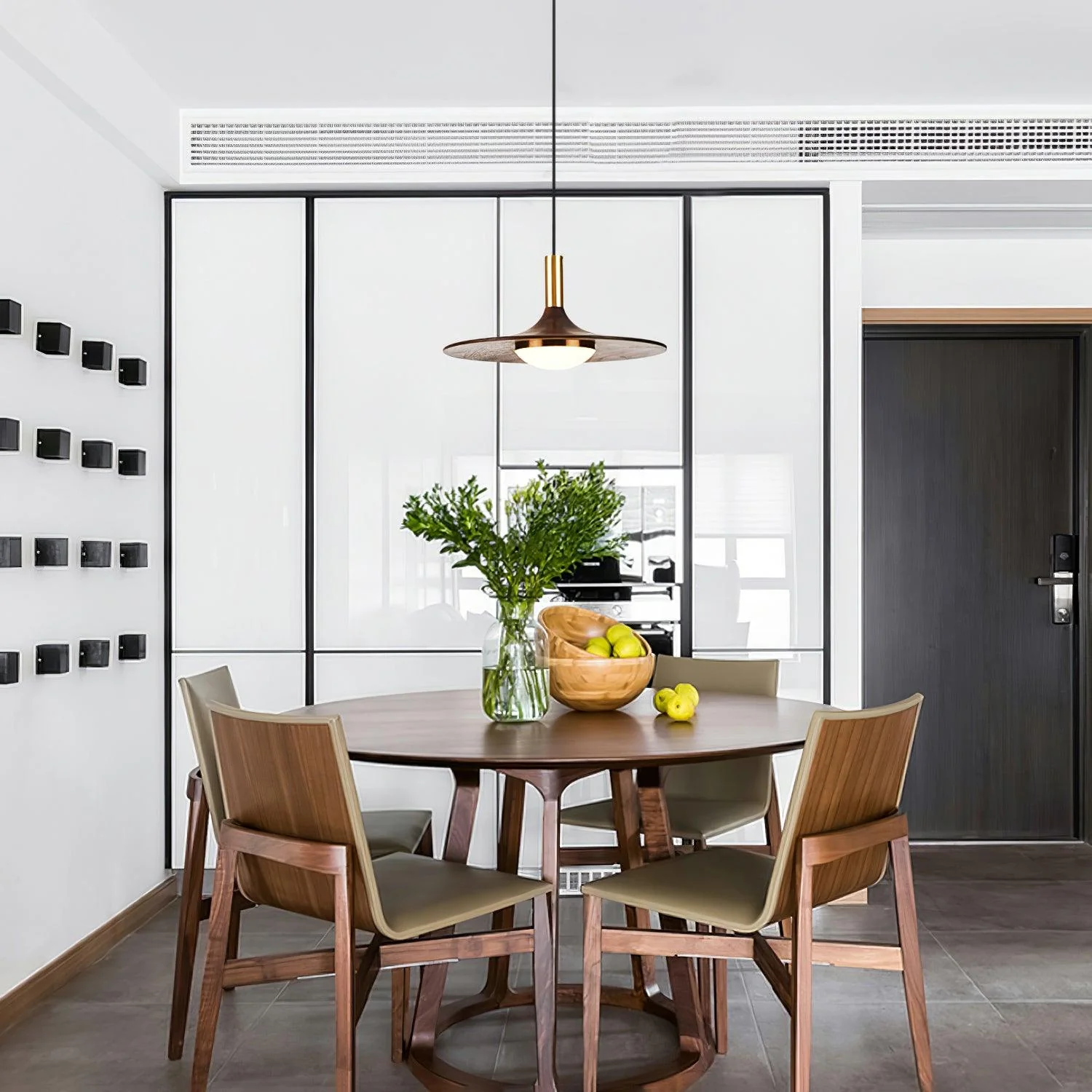 Walnut Wood Dish Pendant Light - Image 31