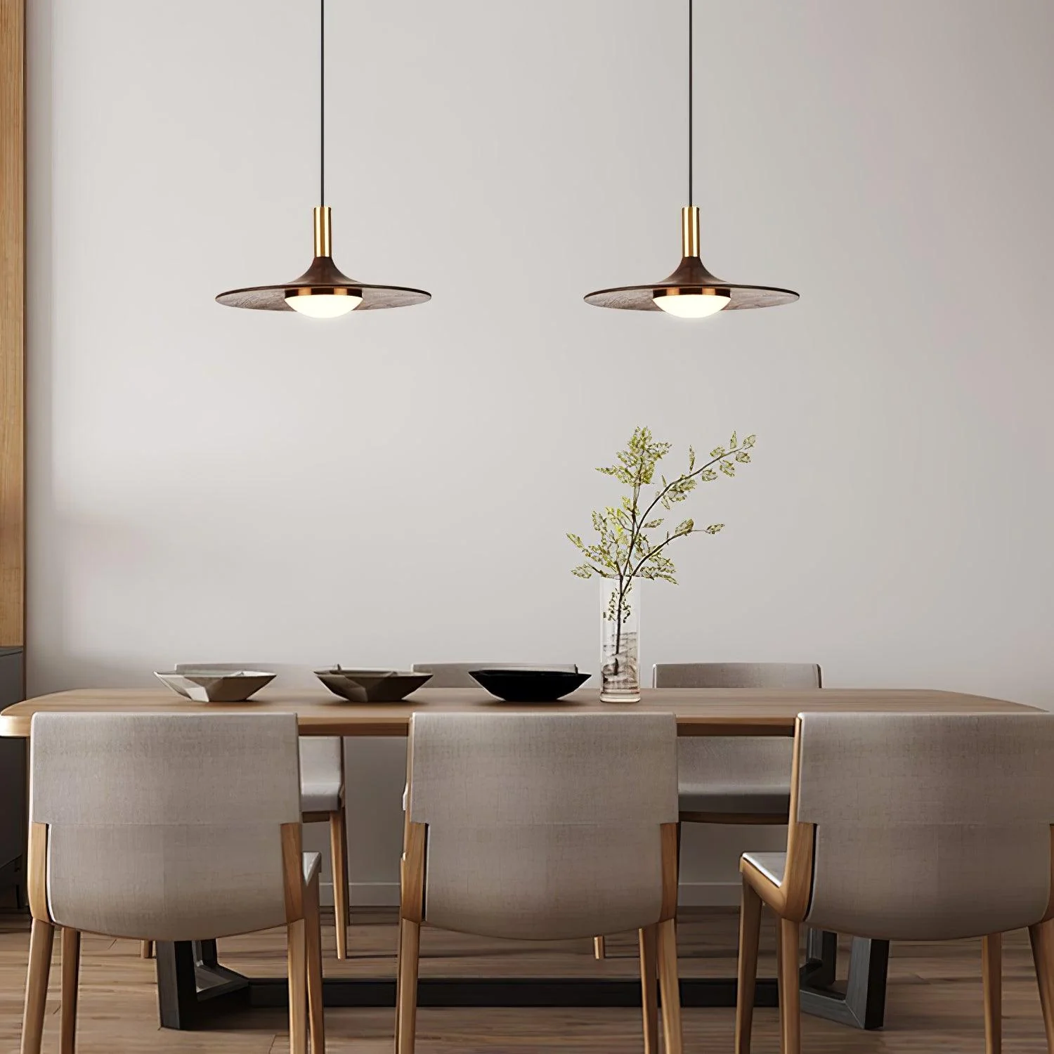 Walnut Wood Dish Pendant Light - Image 36