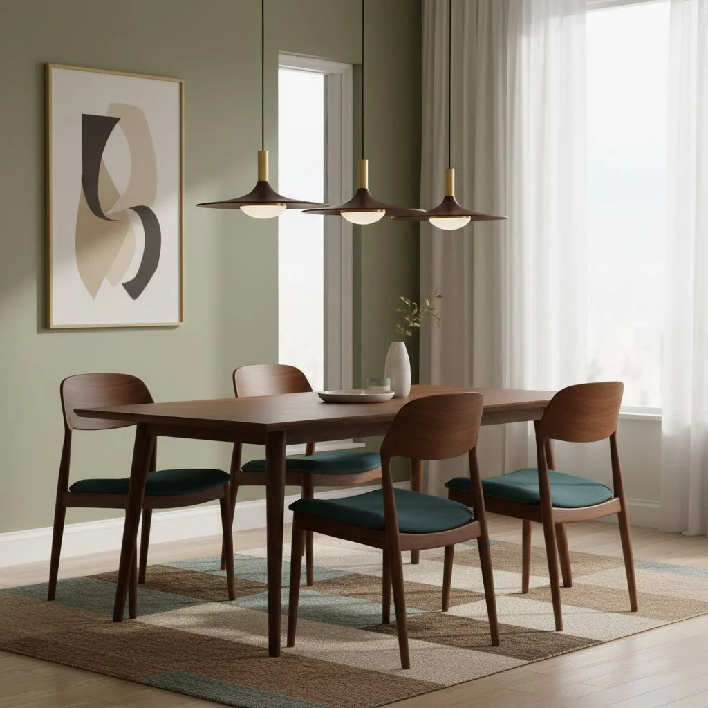 Walnut Wood Dish Pendant Light - Image 4