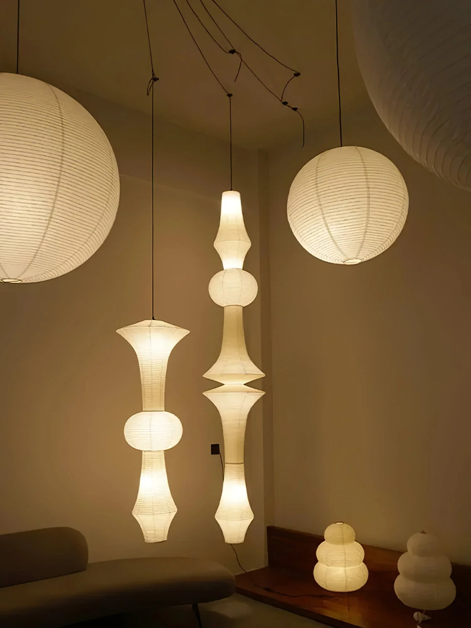 Washi Paper E Pendant Swag Light - Image 17
