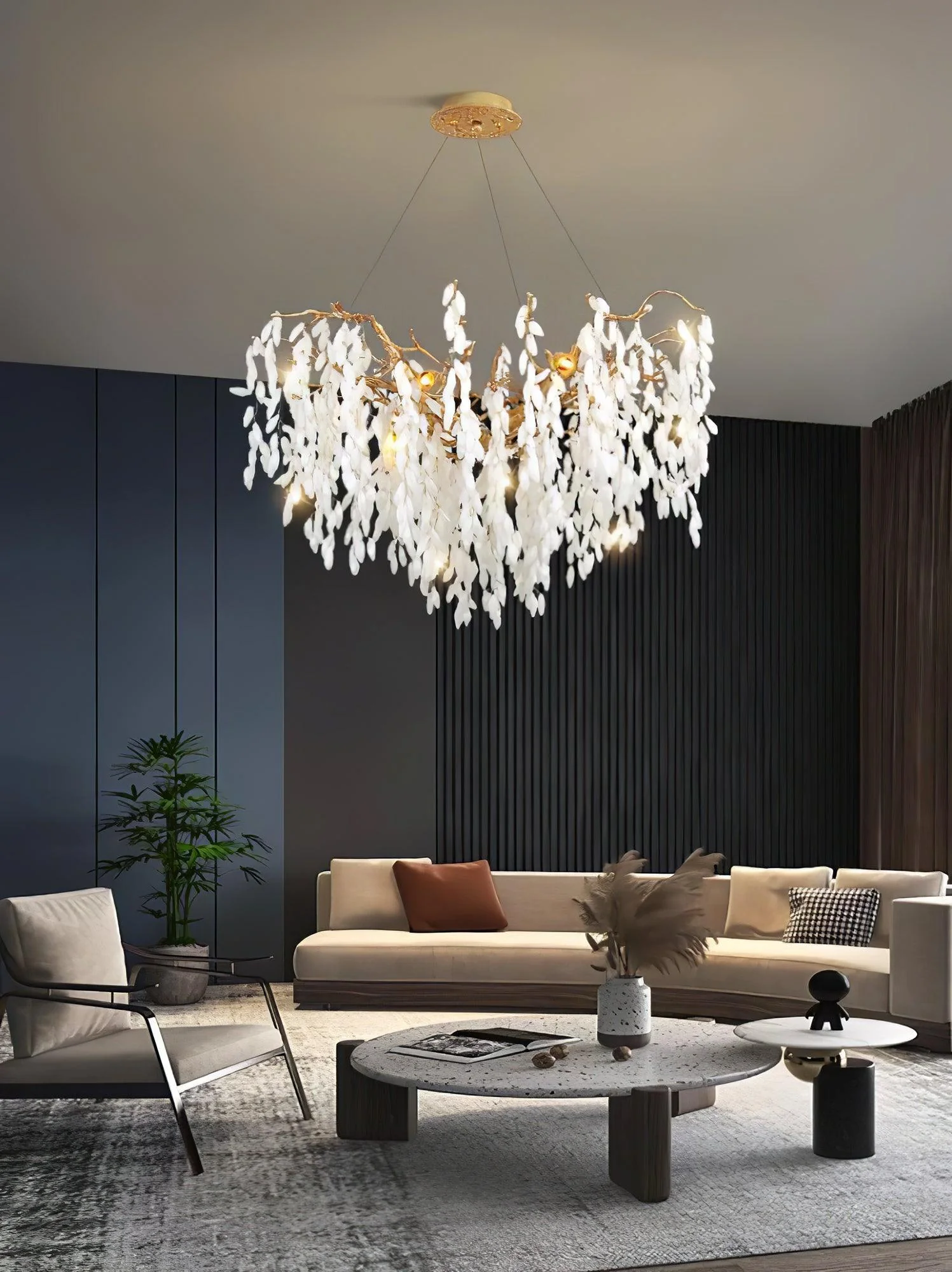 White Jade Branch Brass Chandelier - Image 17