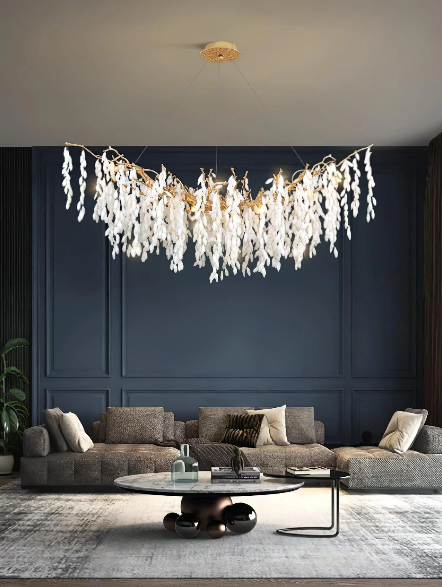 White Jade Branch Brass Chandelier - Image 25