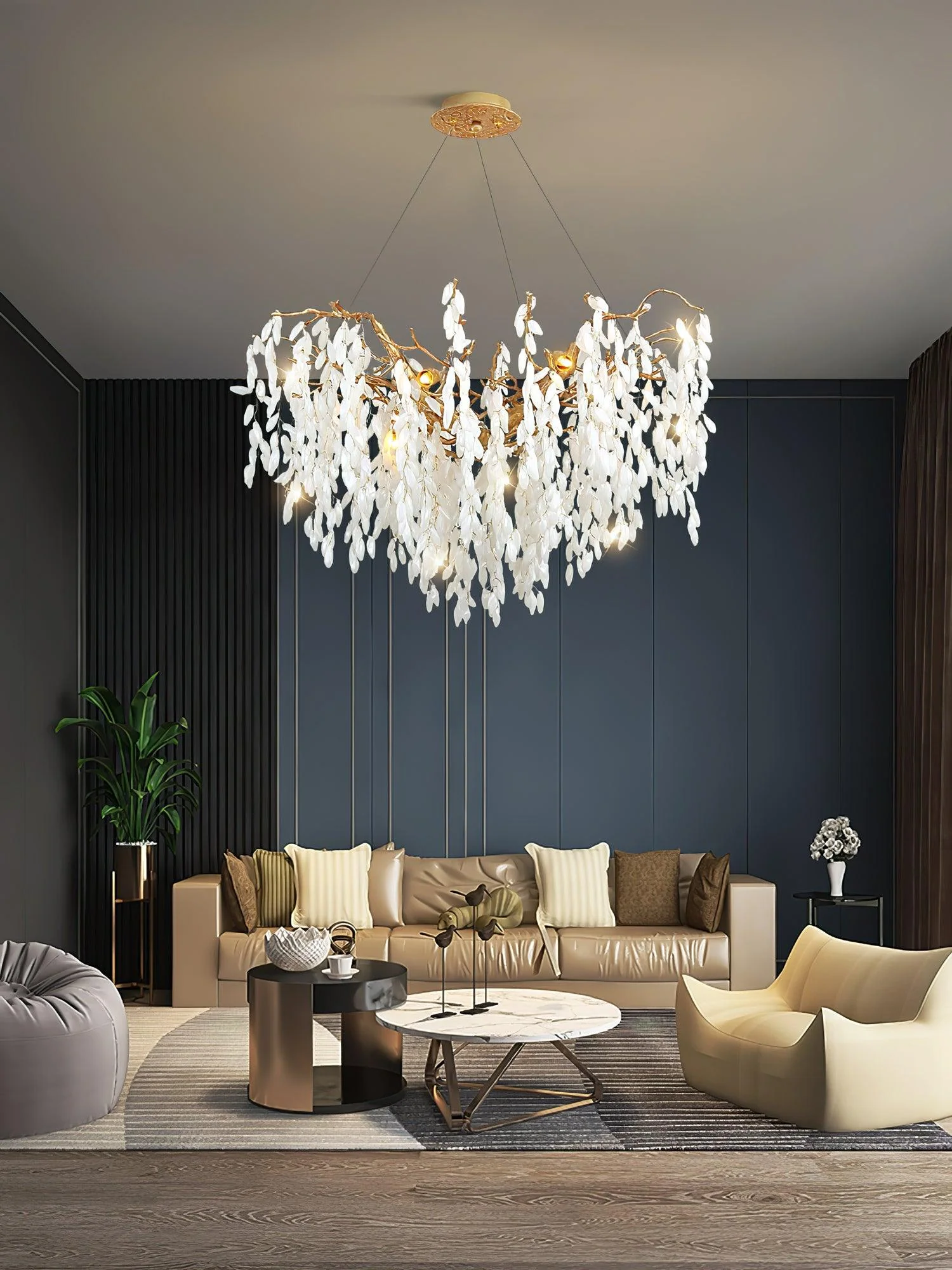 White Jade Branch Brass Chandelier - Image 27