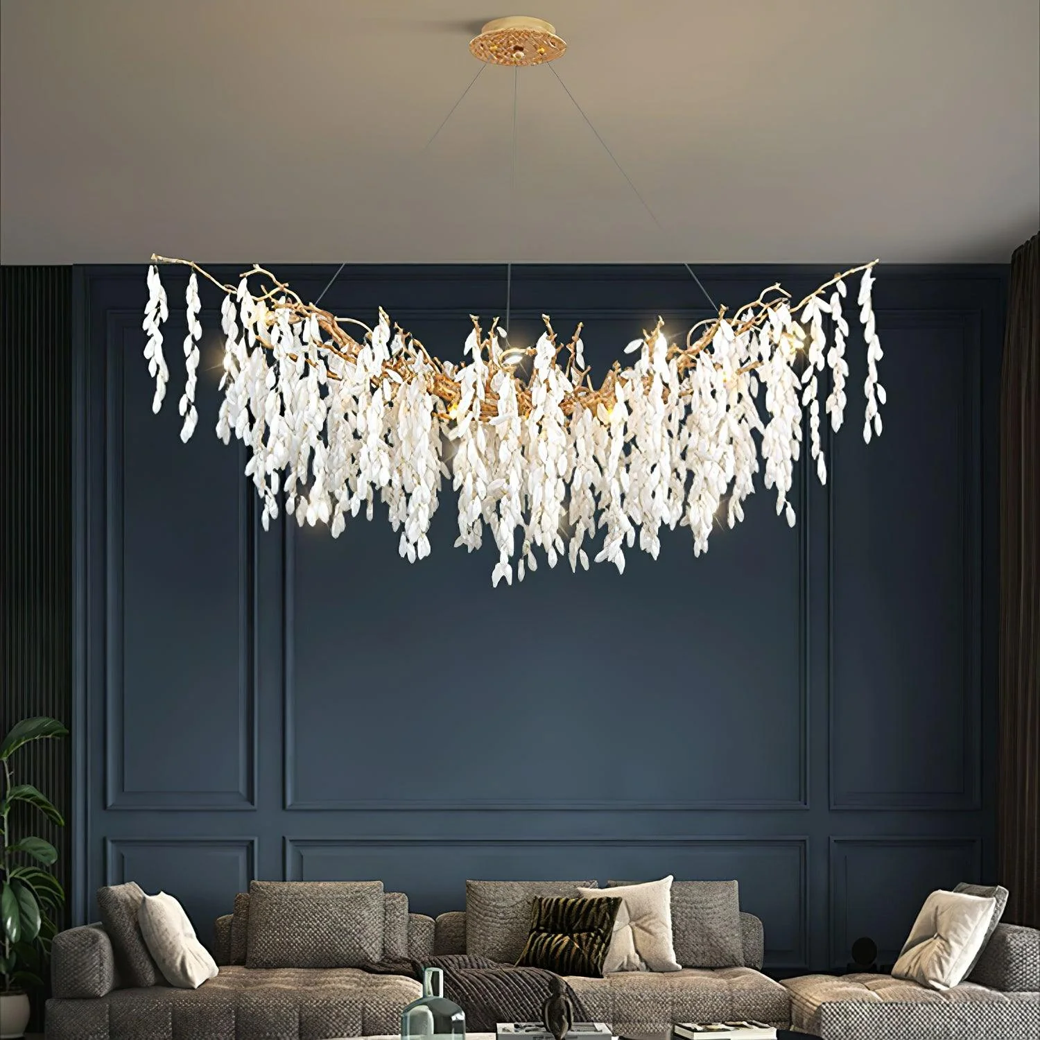 White Jade Branch Brass Chandelier - Image 28