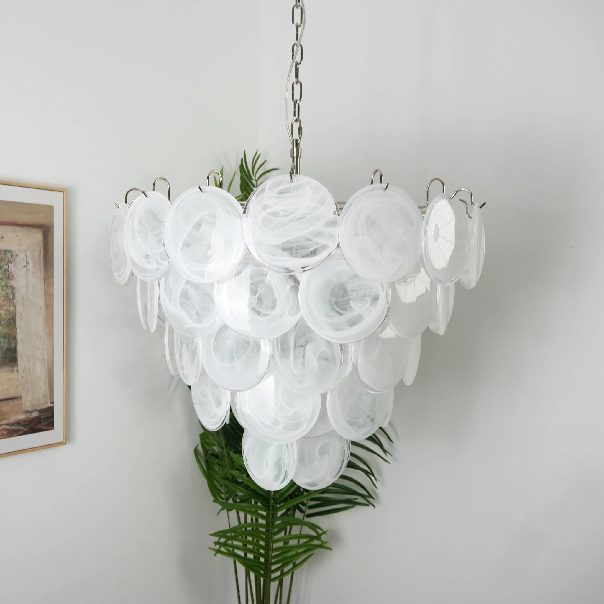 White Murano Disc Chandelier - Image 11