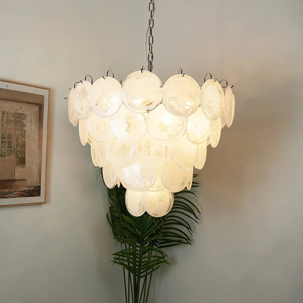 White Murano Disc Chandelier - Image 12