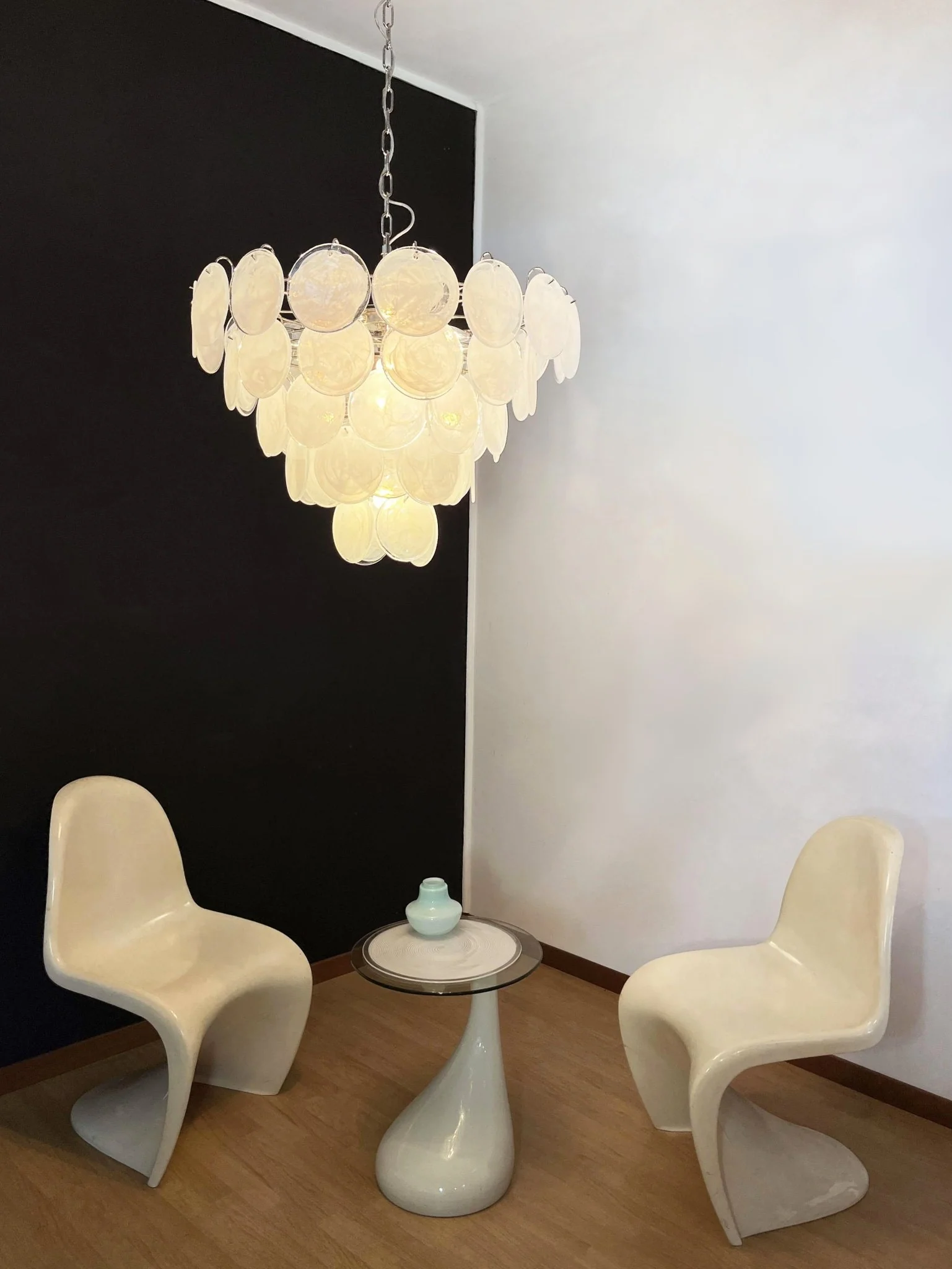 White Murano Disc Chandelier - Image 17