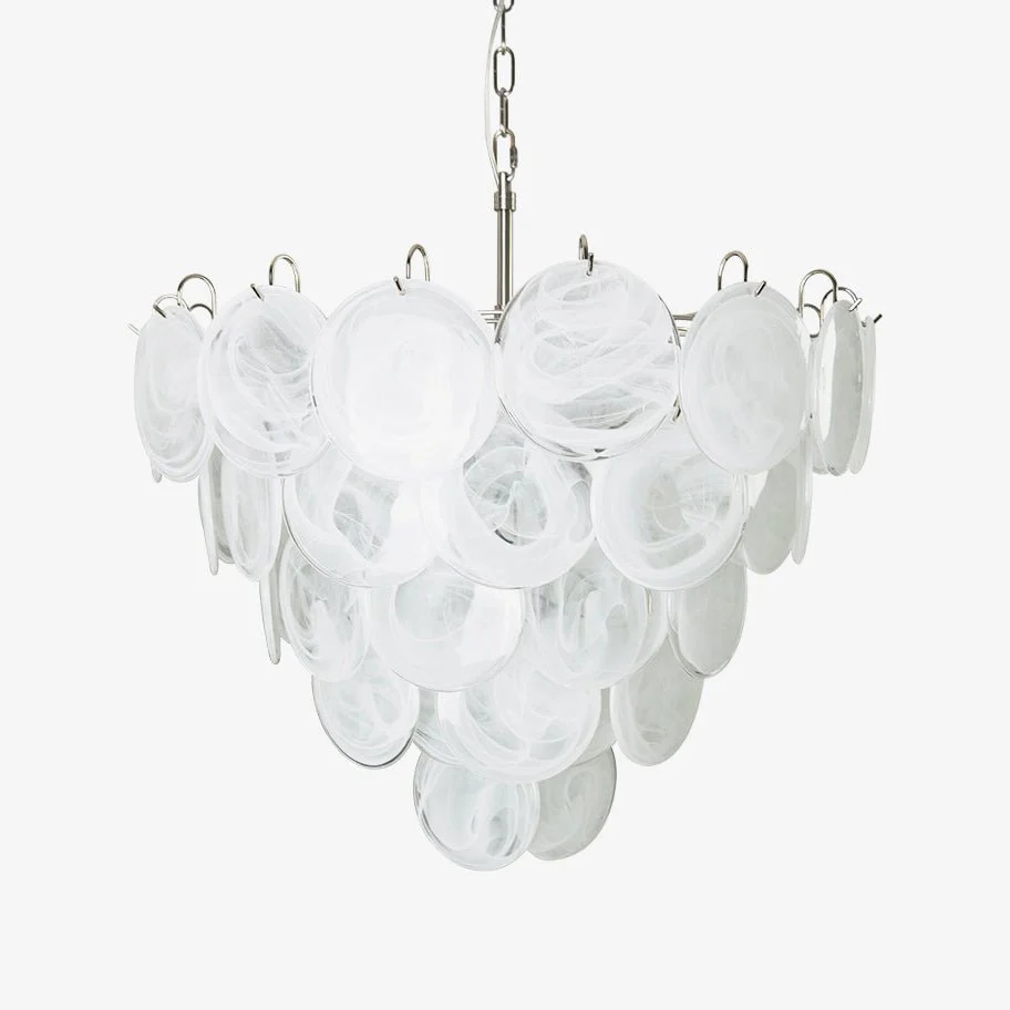 White Murano Disc Chandelier - Image 21