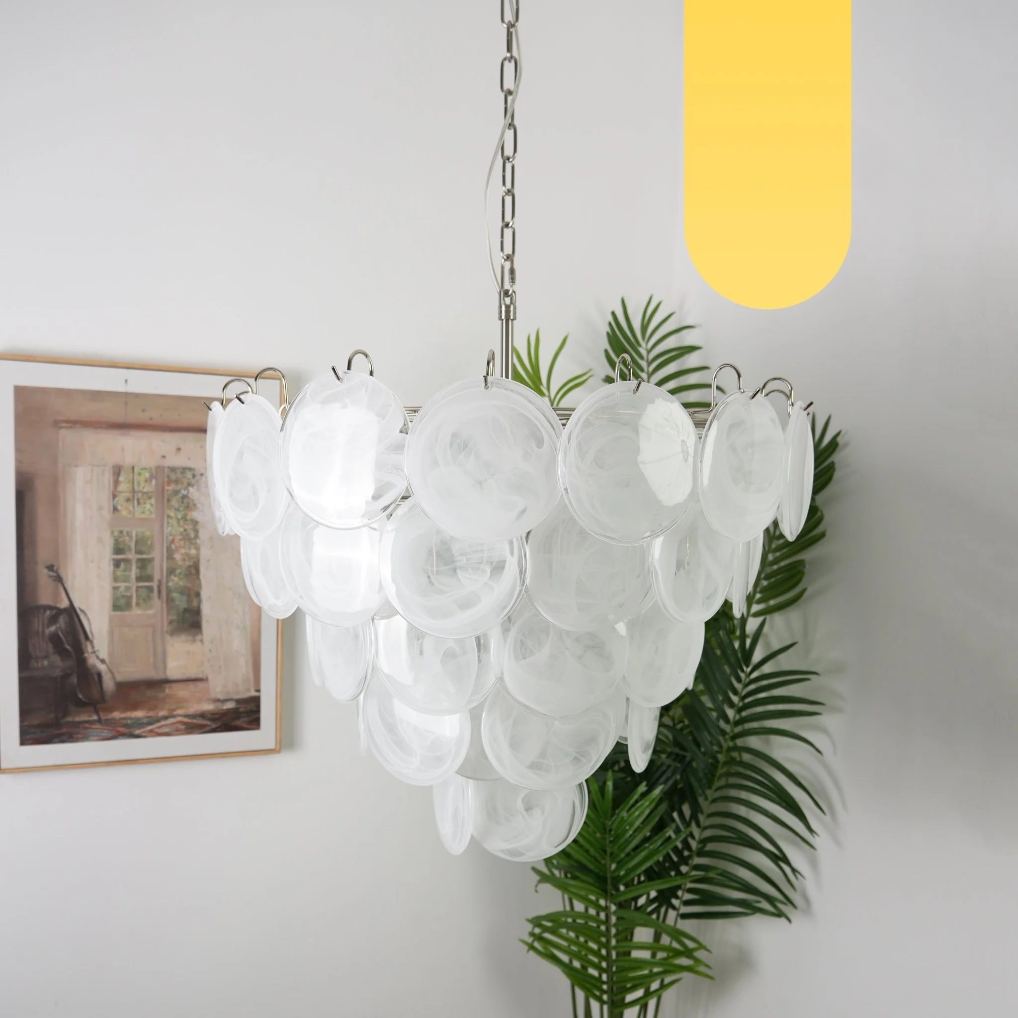 White Murano Disc Chandelier - Image 22