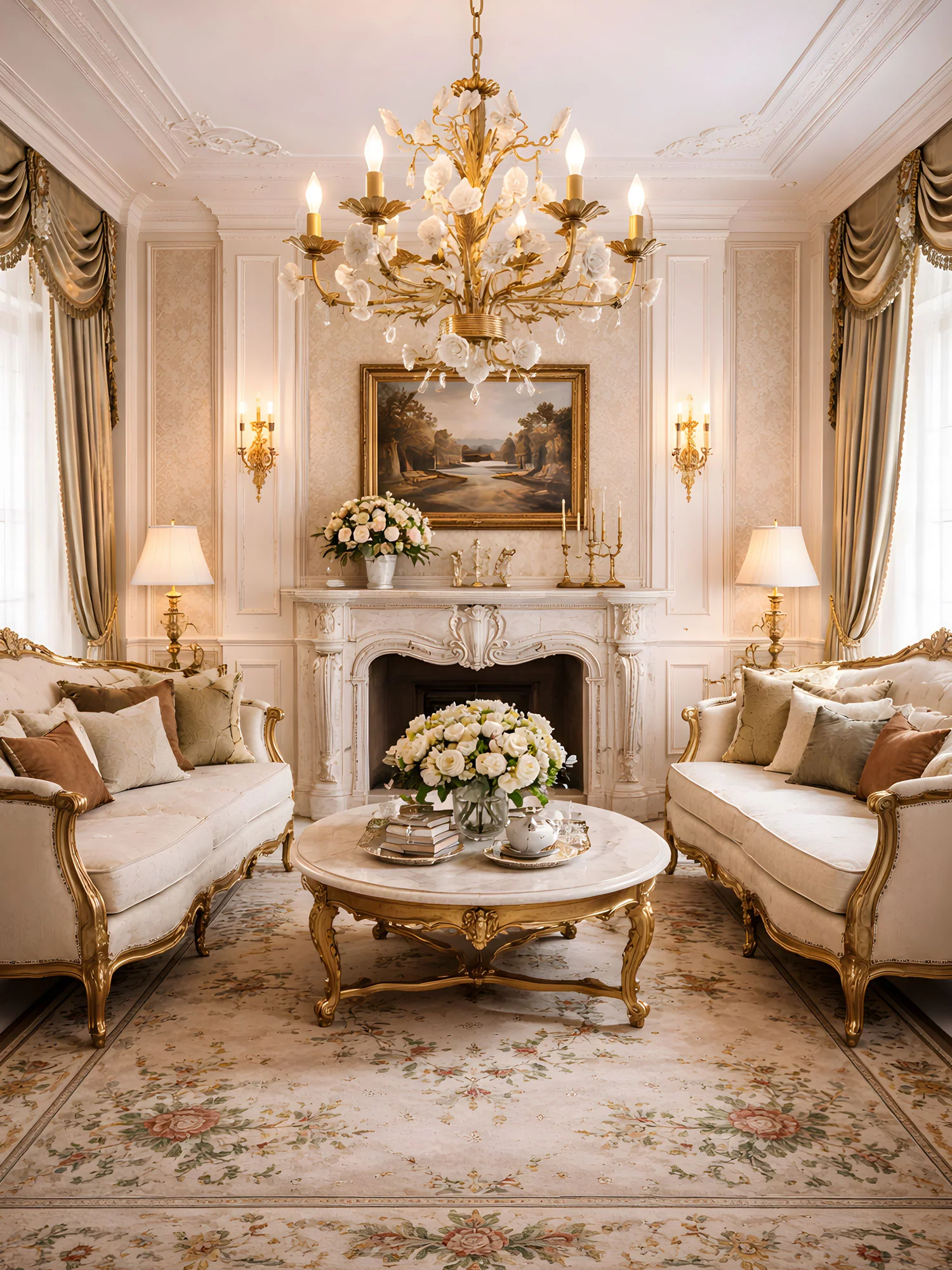 White Rose Crystal Chandelier - Image 9