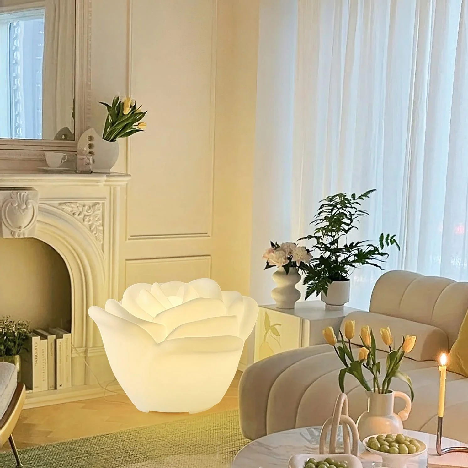 White Rose Shaped LED Table Lamp - Image 8
