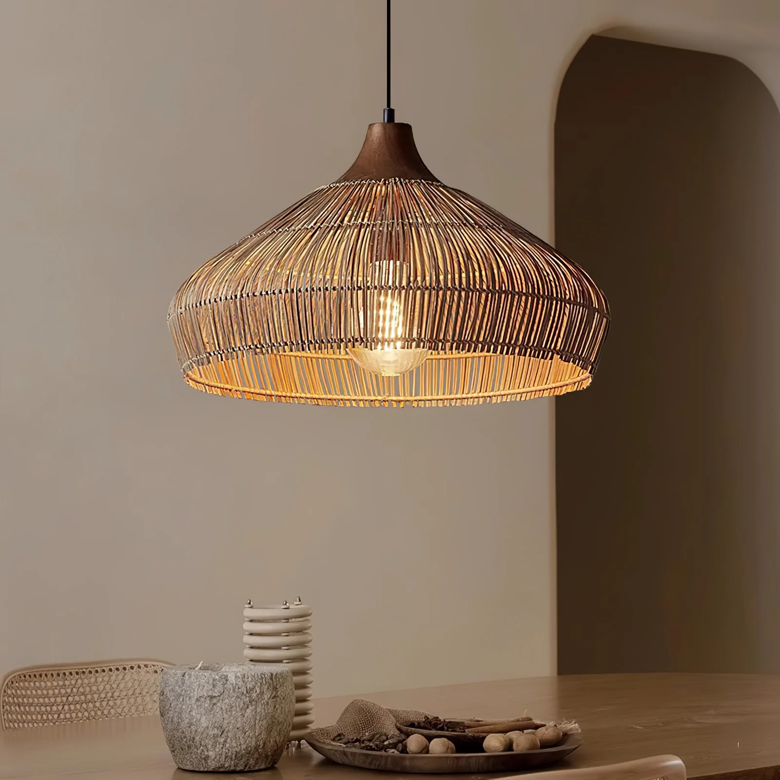 Wicker Rattan Pendant Light - Image 4