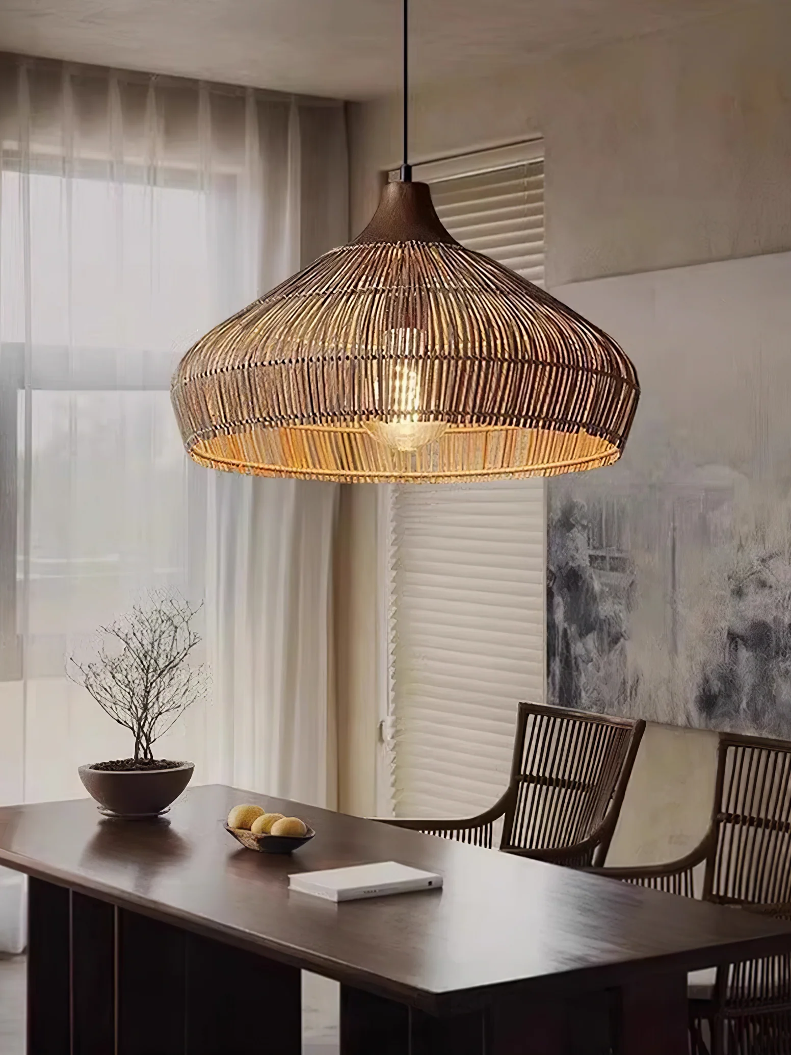 Wicker Rattan Pendant Light - Image 8