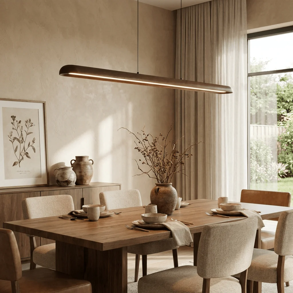 Wide Wood Linear Pendant Light - Image 4