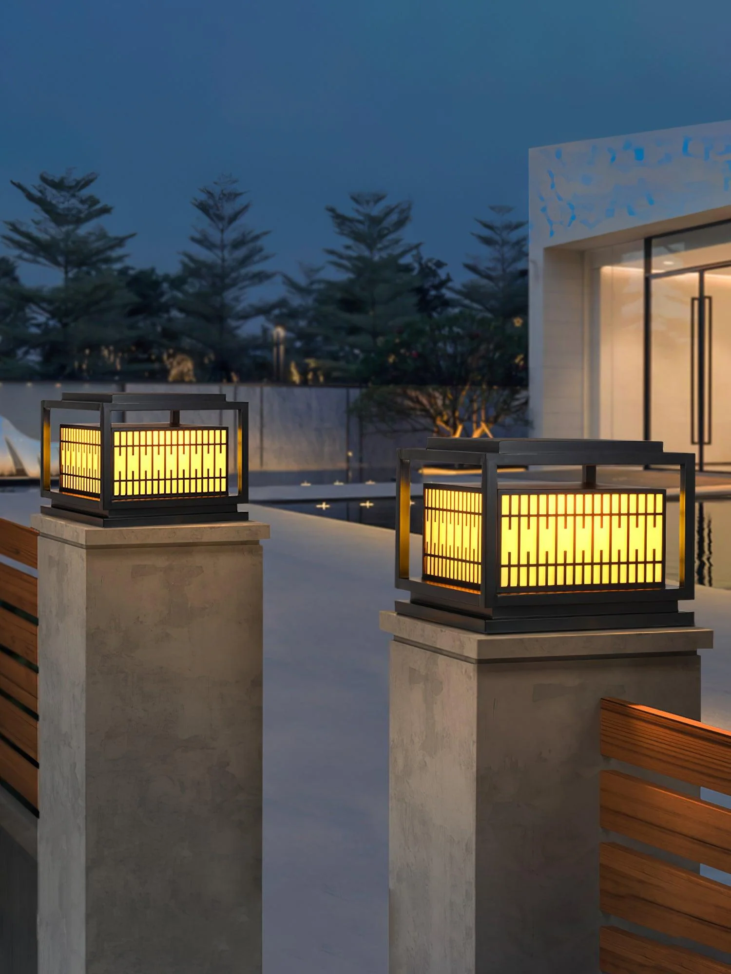 Window Grille Outdoor Post Light - Image 14
