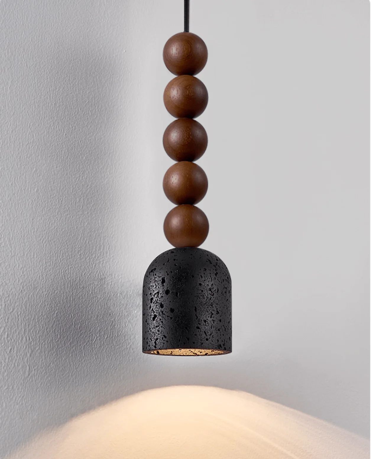 Wood Bead Travertine Pendant Light - Image 15