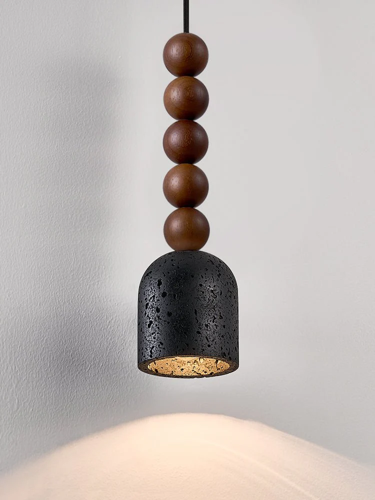 Wood Bead Travertine Pendant Light - Image 5