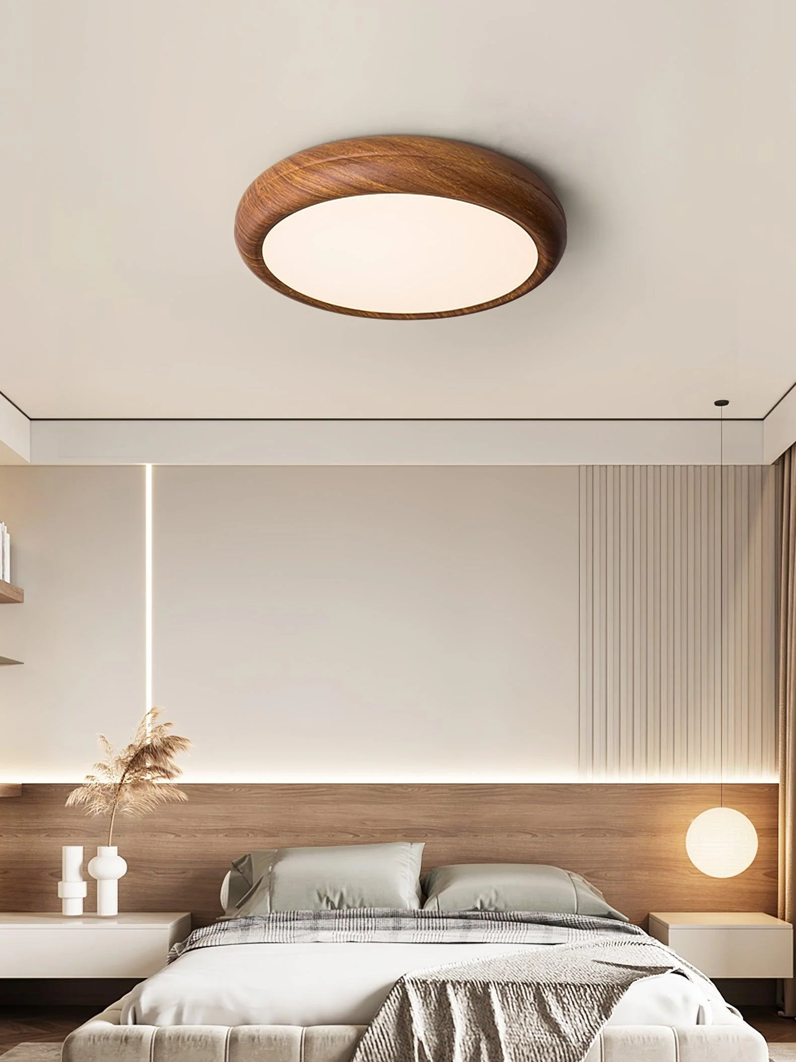 Wood Grain Round Ceiling Lamp - Image 36