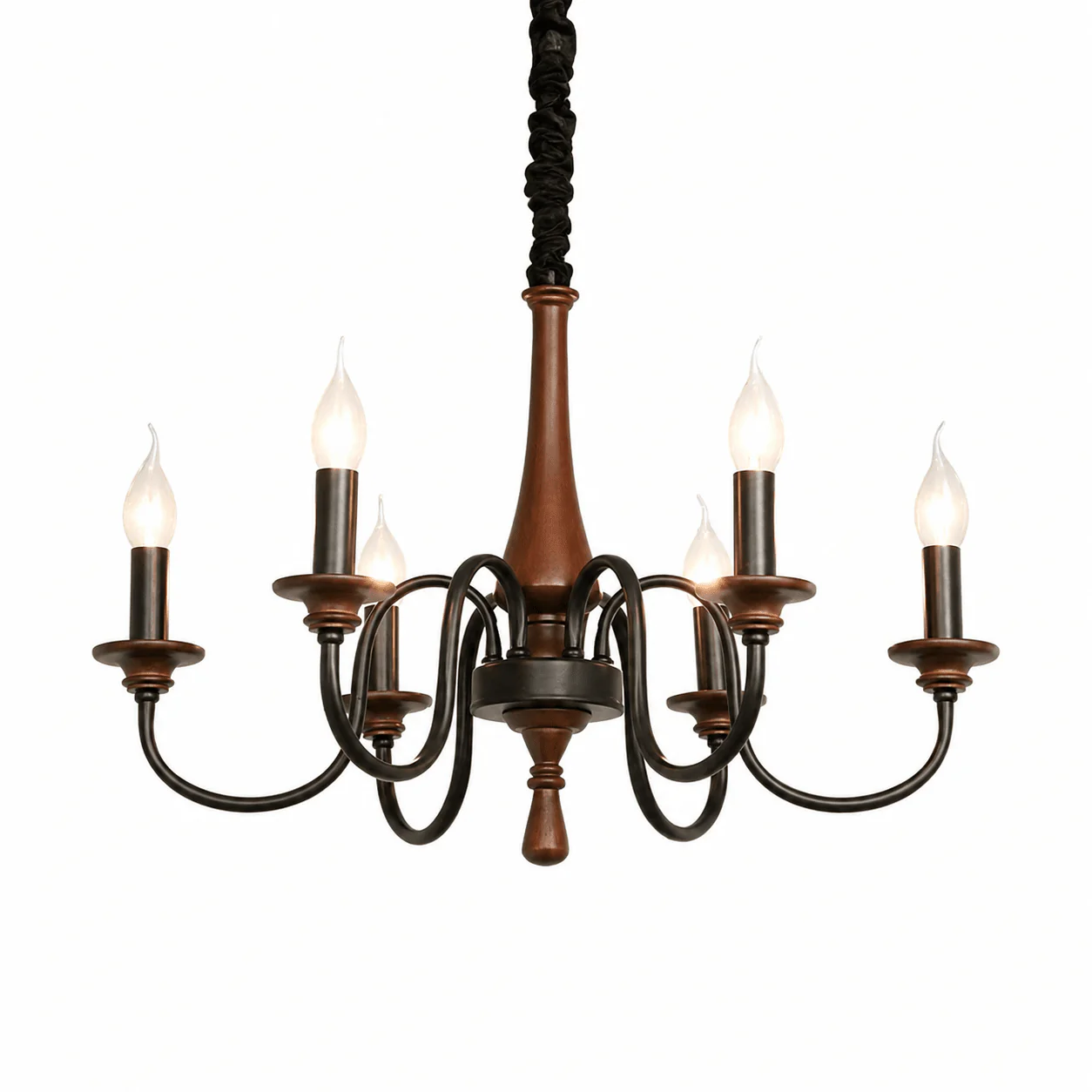Wood Iron Candle Chandelier - Image 11