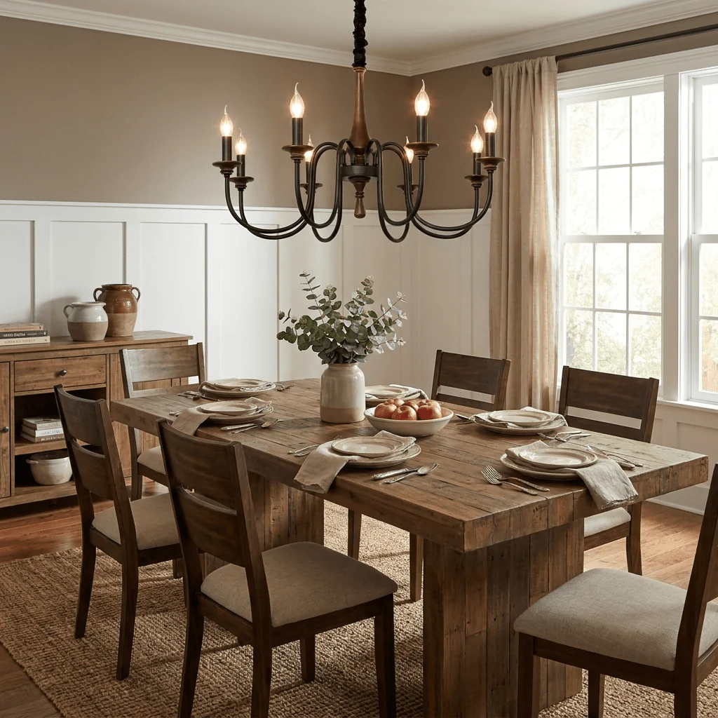 Wood Iron Candle Chandelier - Image 3