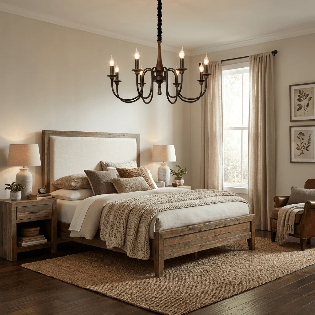 Wood Iron Candle Chandelier - Image 4