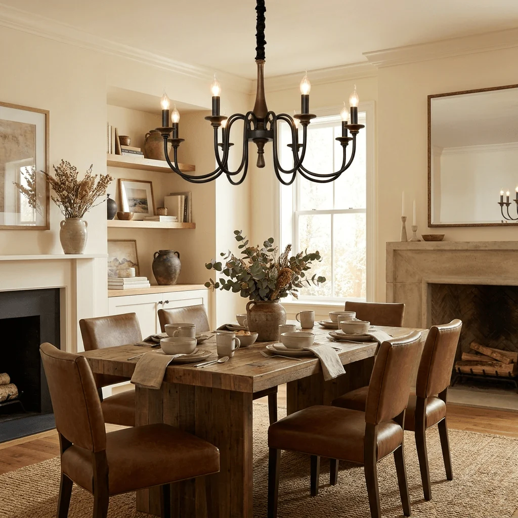 Wood Iron Candle Chandelier - Image 5