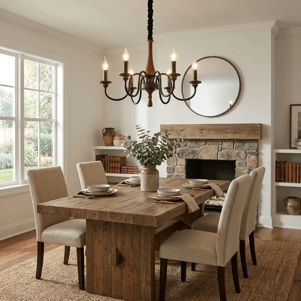 Wood Iron Candle Chandelier - Image 6