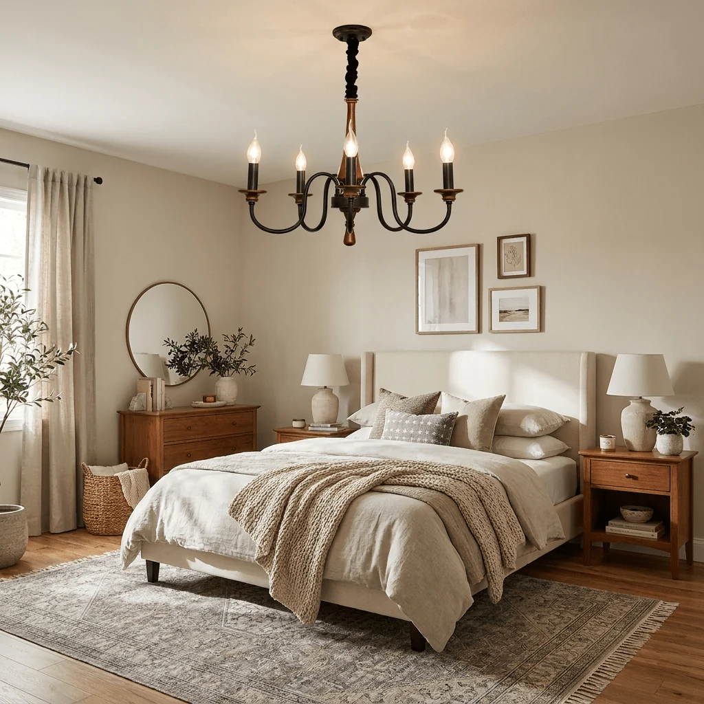 Wood Iron Candle Chandelier - Image 8