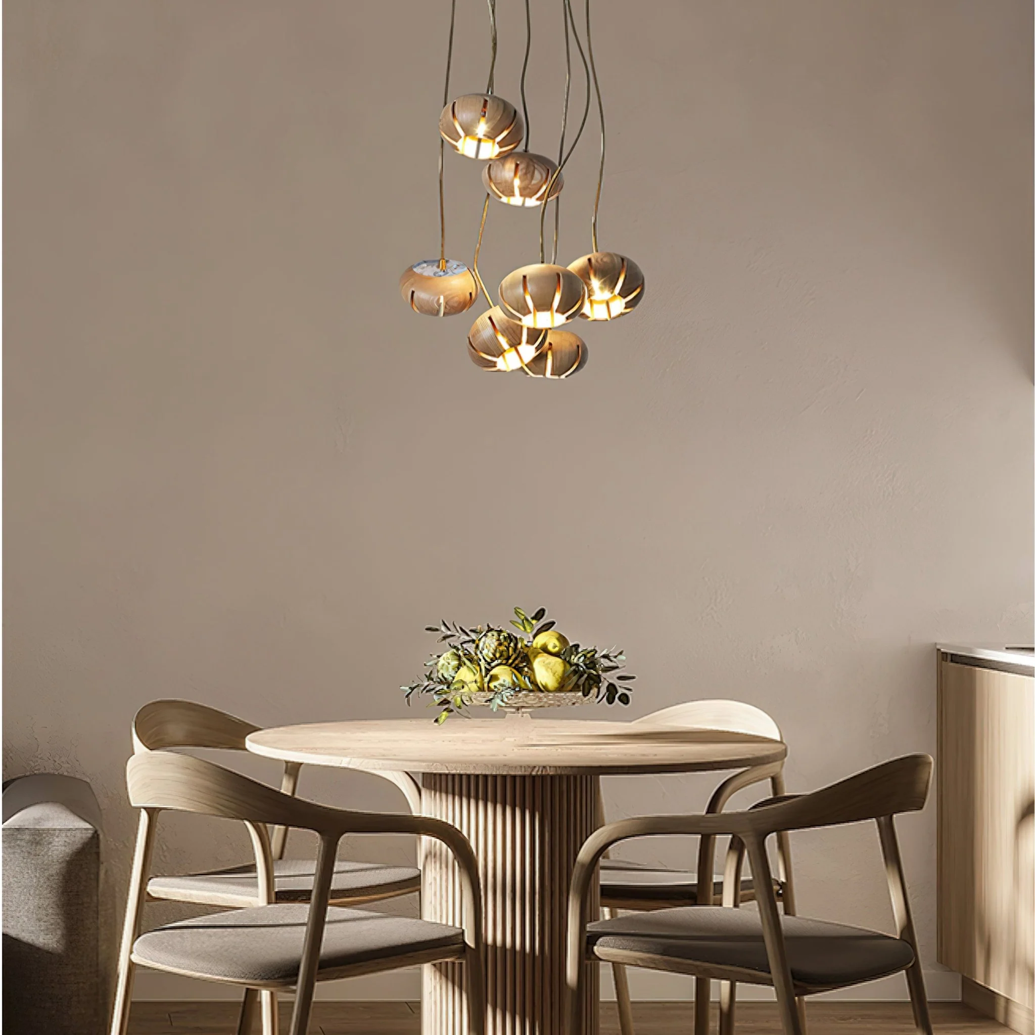 Wood Pumpkin Cluster Chandelier - Image 2