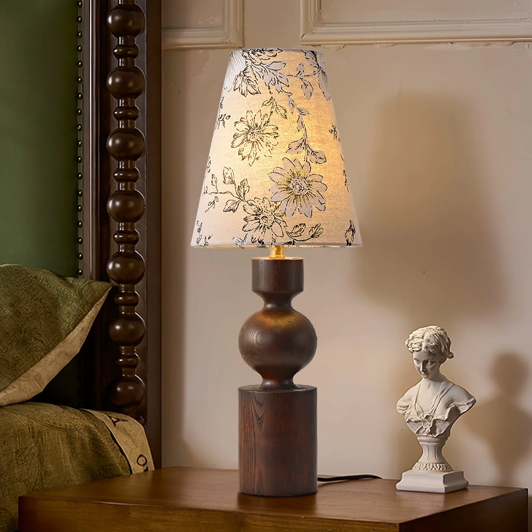 Wooden Flower Pattern Table Lamp - Image 7