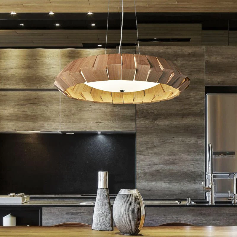 Wooden Patchwork Ring Chandelier - Image 2