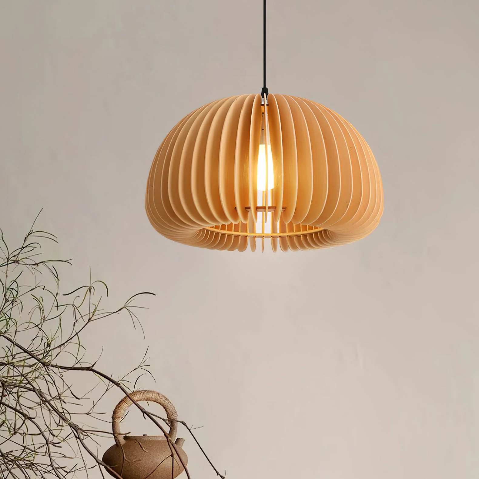 Wooden Pumpkin Pendant Lamp - Image 7