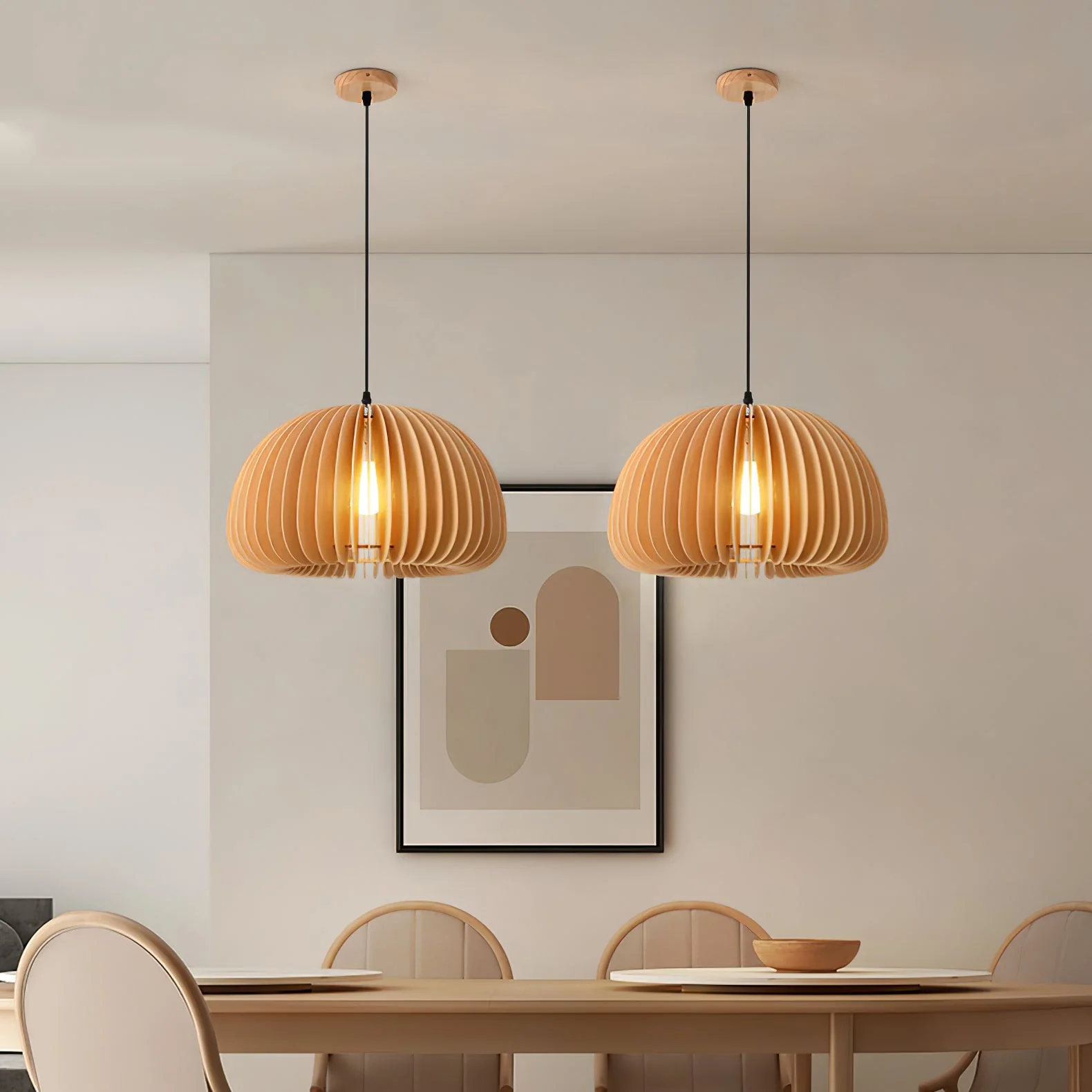 Wooden Pumpkin Pendant Lamp - Image 9