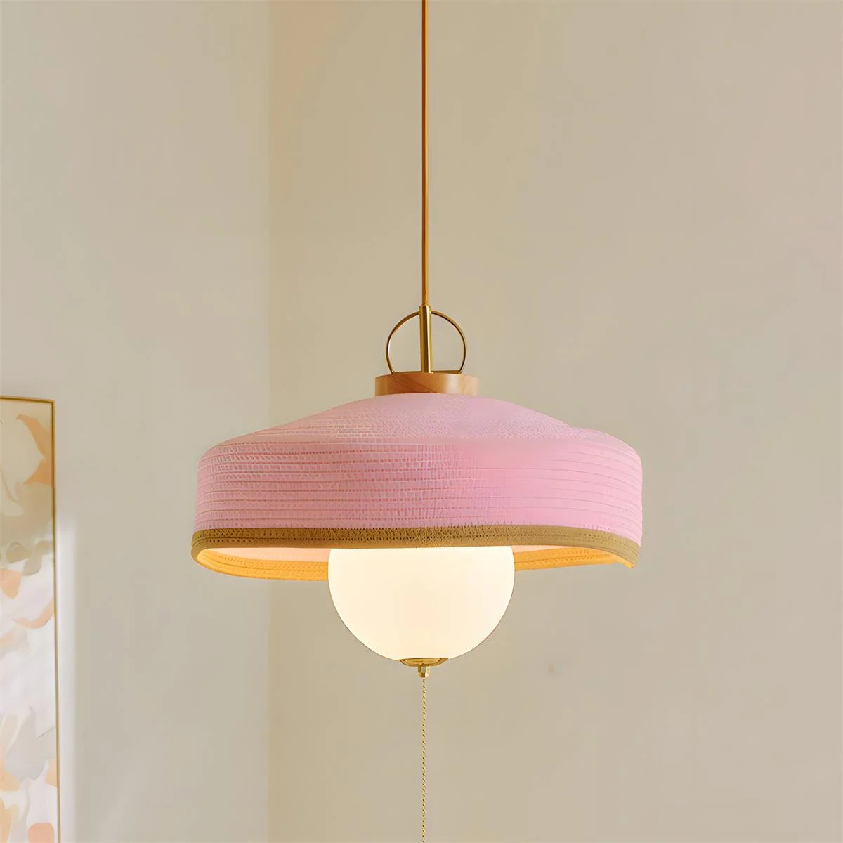 Woven Drum Globe Pendant Lamp - Image 8