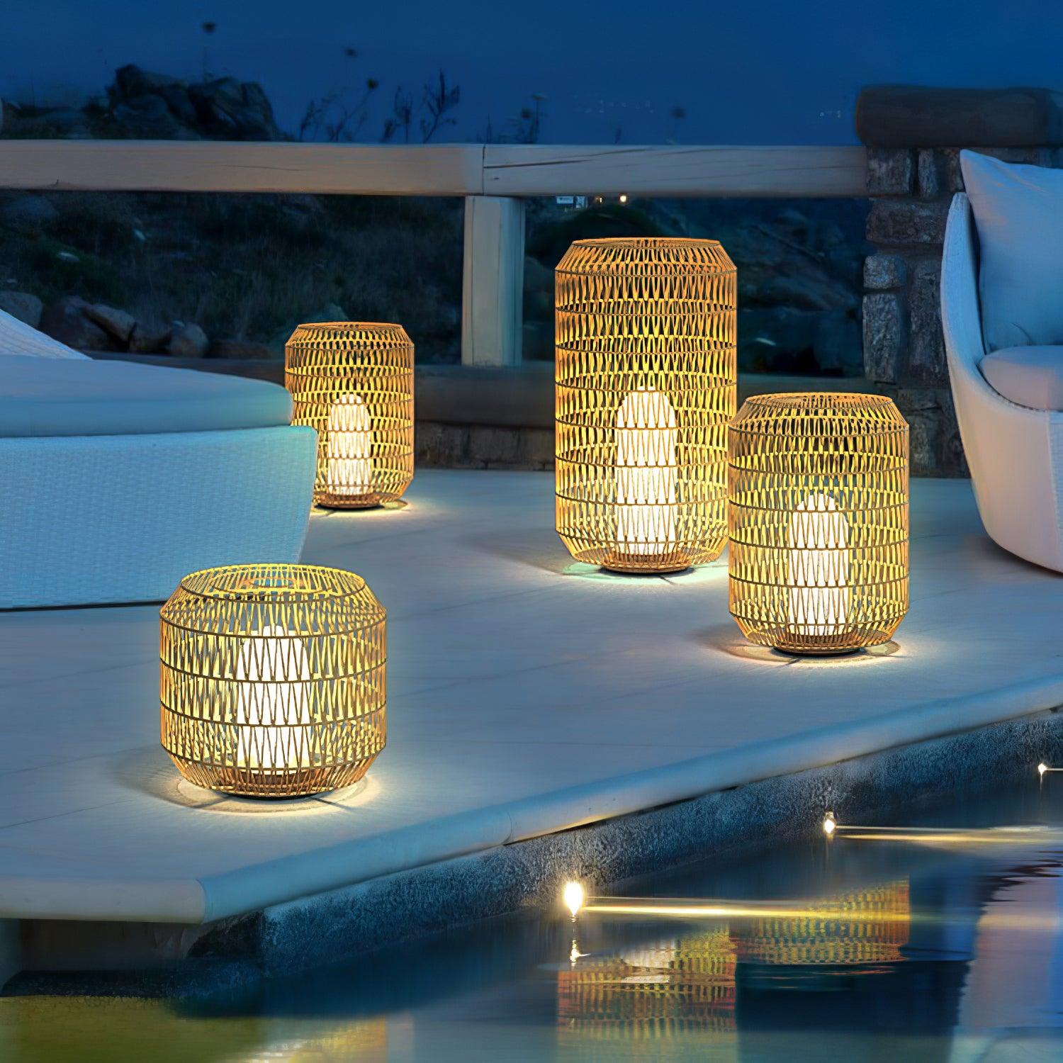 Woven Rattan Outdoor Lamp - Image 3