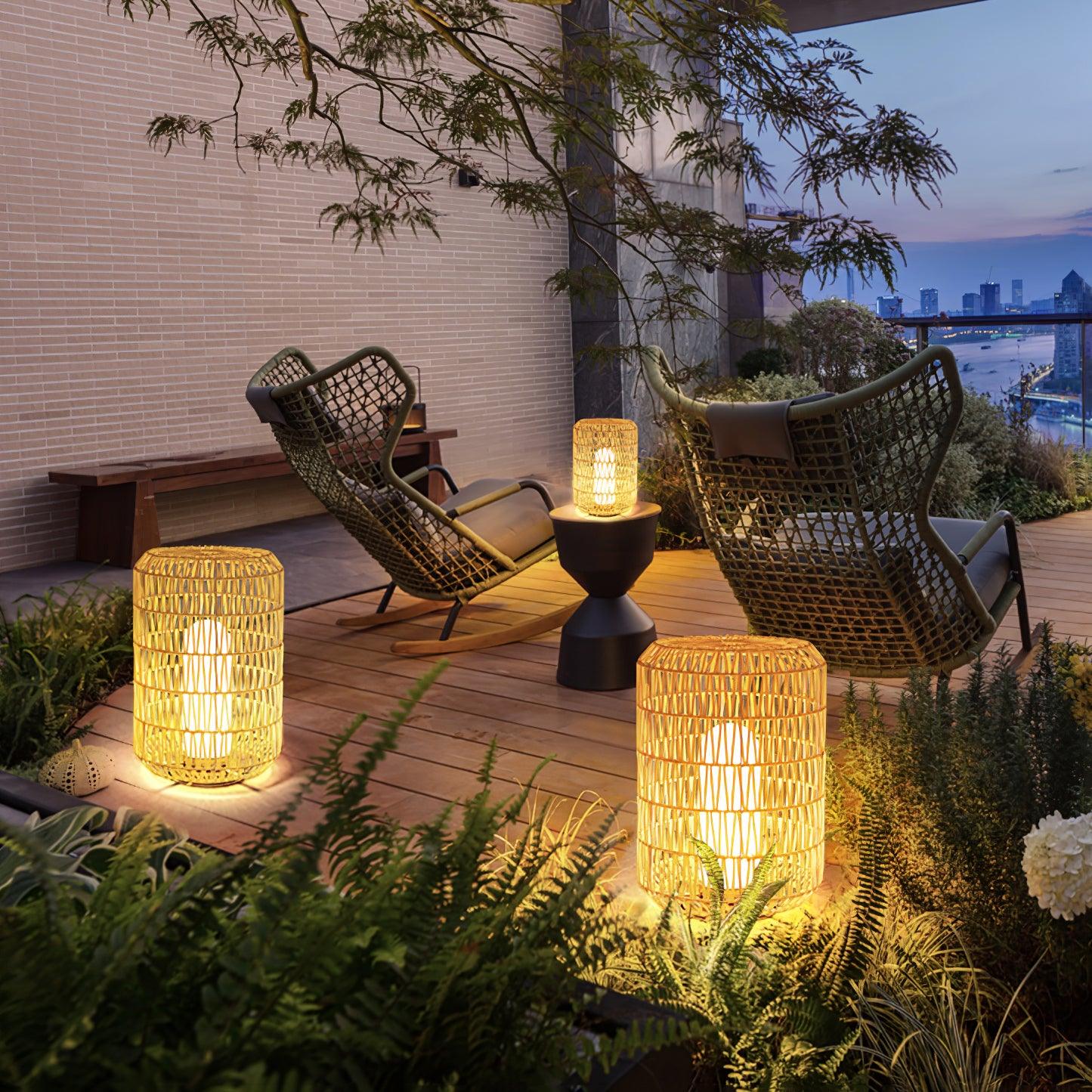 Woven Rattan Outdoor Lamp - Image 4