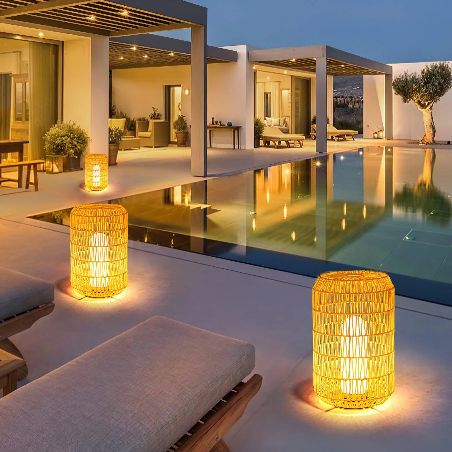 Woven Rattan Outdoor Lamp - Image 5