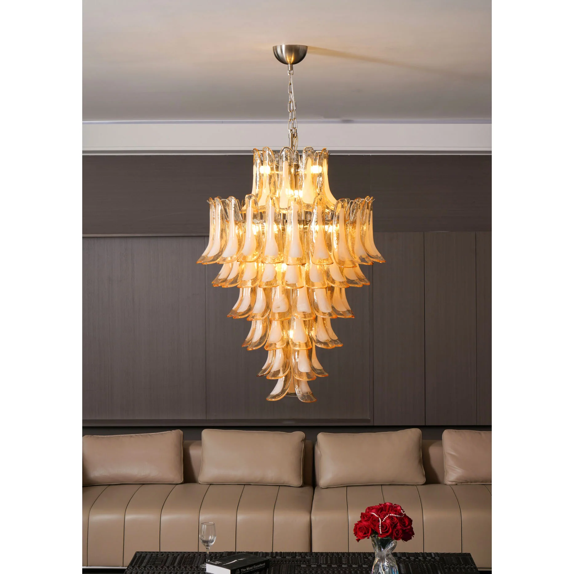 Amber Cloud Murano Glass Petals Chandelier - Image 26
