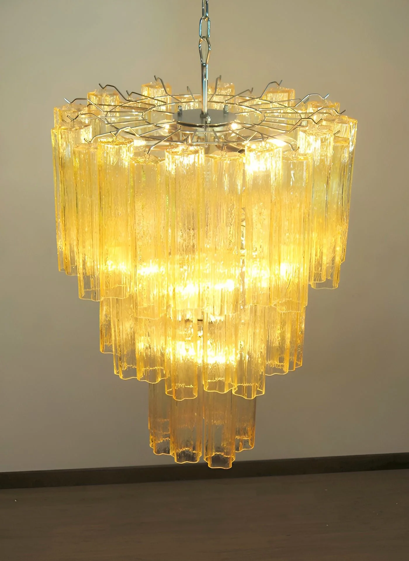 Yellow Murano Glass Tube Chandelier - Image 10