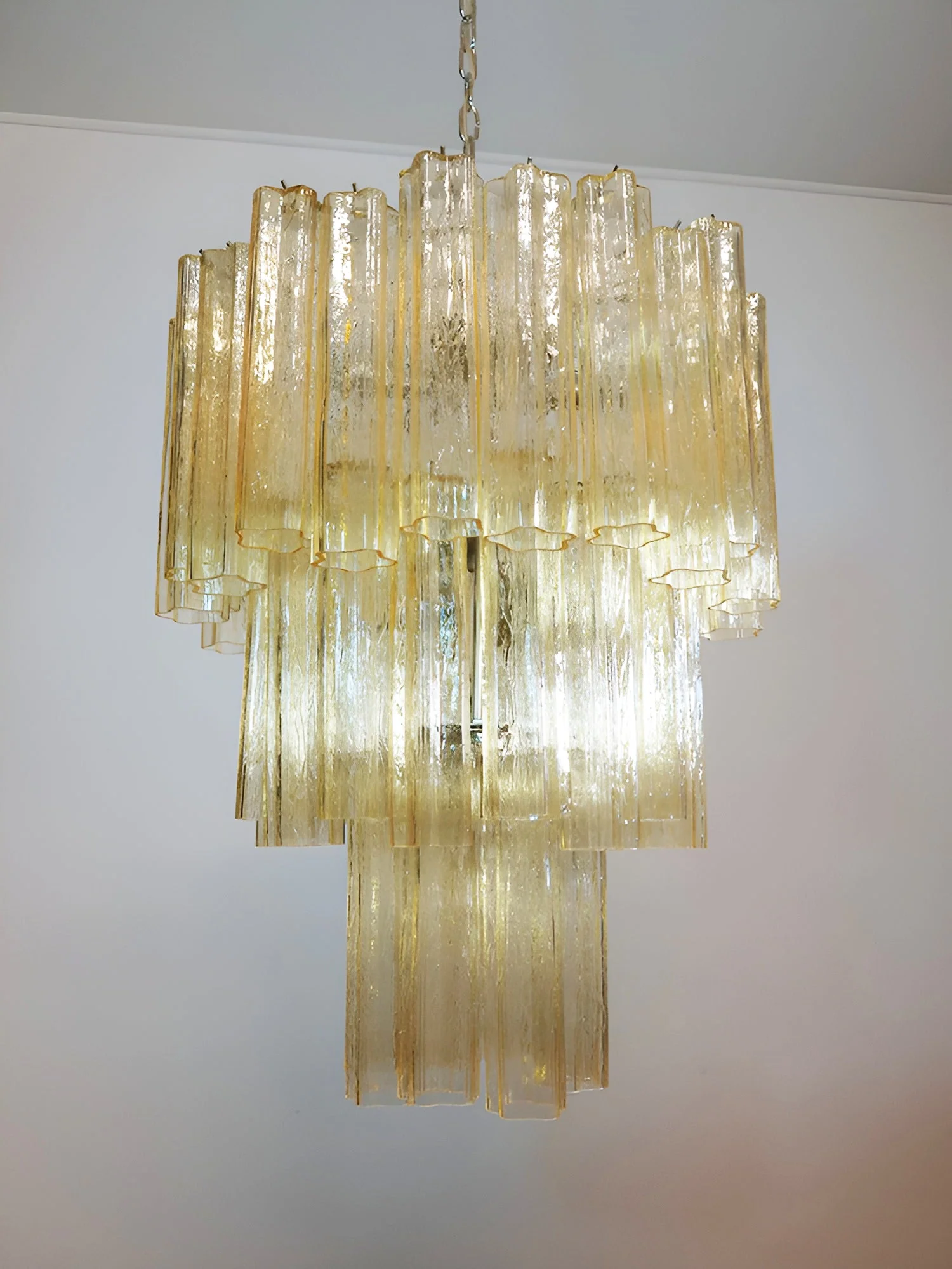 Yellow Murano Glass Tube Chandelier - Image 14