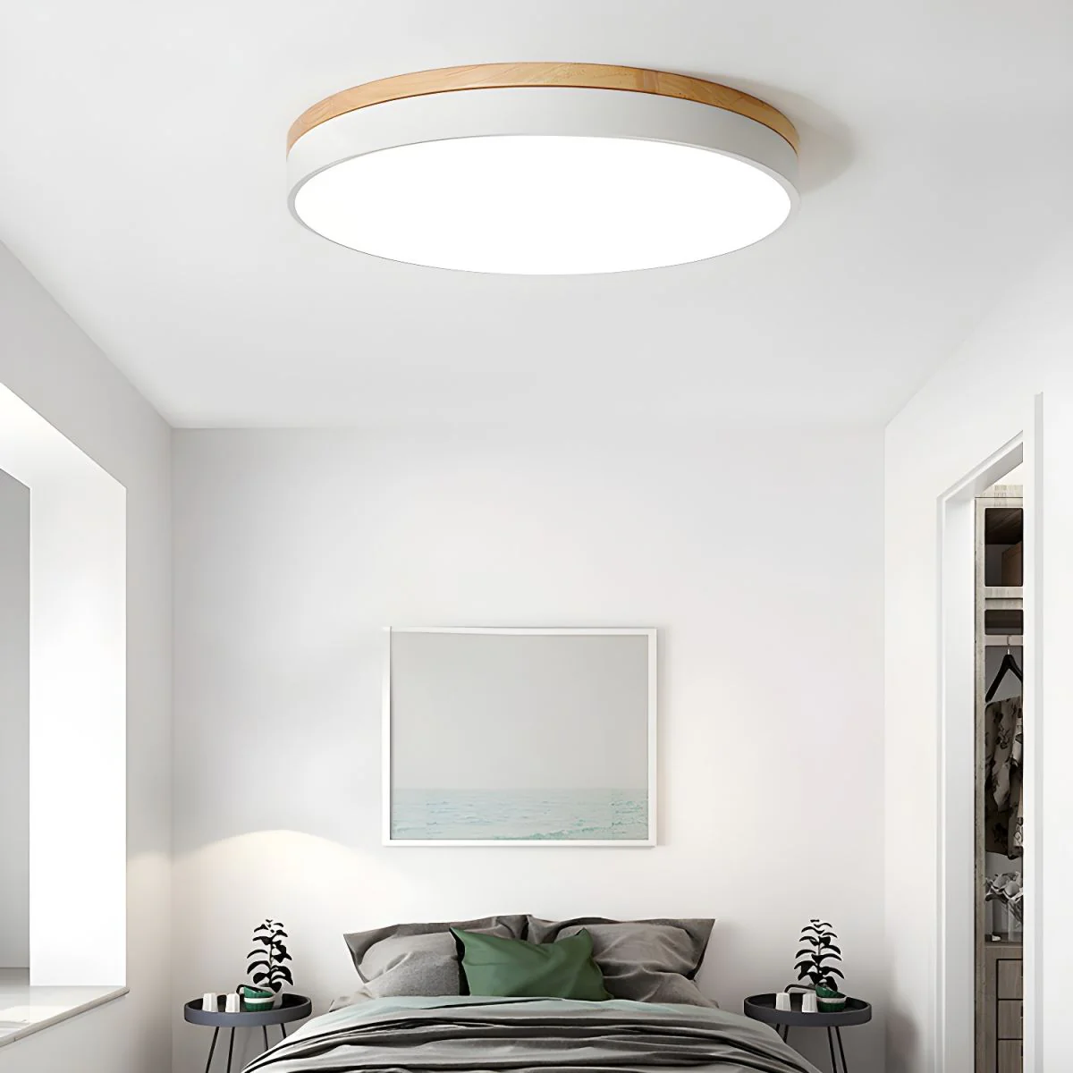 Zara Circular Wood Ceiling Lamp - Image 9